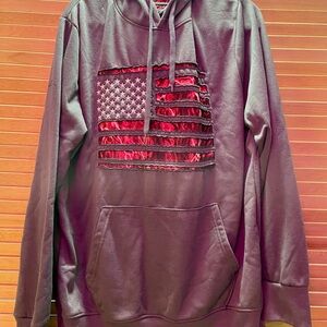 Mossy Oak Grey and Red Hoodie Sweatshirt